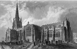 Thaxted Church, Essex, gravert av Robert Sands, 1831 av William Henry Bartlett