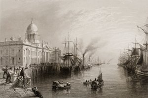 The Custom House, Dublin, fra "Scenery and Antiquities of Ireland" av George Virtue, 1860-tallet