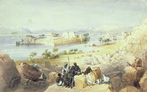Øya Philae, ser nedover Nilen av William Henry Bartlett