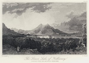 The Lower Lake of Killarney, med utsikt over Mucruss Demesne (gravering) av William Henry Bartlett