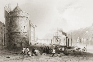The Quay at Waterford, Irland, fra "Scenery and Antiquities of Ireland" av George Virtue, 1860-tallet av William Henry Bartlett