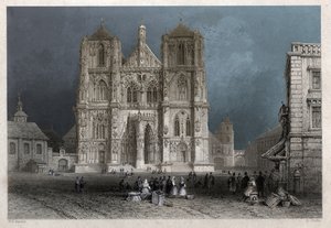 Katedralen eller kuppelen til St. Peter i Regensburg (Regensburg). ca. 1830 (gravering) av William Henry Bartlett