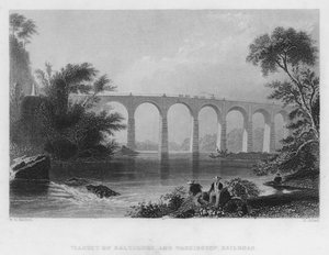 Viadukt på Baltimore og Washington Railroad (gravering) av William Henry Bartlett