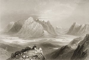 Utsikt fra Cloonacartin Hill, Connemara, County Galway, fra "Scenery and Antiquities of Ireland" av George Virtue, 1860-tallet av William Henry Bartlett