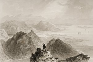 Utsikt over Bantry Bay fra Sugarloaf Mountain, County Cork, fra "Scenery and Antiquities of Ireland" av George Virtue, 1860-tallet av William Henry Bartlett