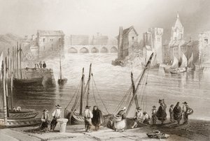 Utsikt over Galway fra Claddagh, County Galway, Irland, fra "Scenery and Antiquities of Ireland" av George Virtue, 1860-tallet av William Henry Bartlett