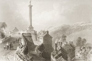 Walls and Walker's Pillar, Londonderry, fra "Scenery and Antiquities of Ireland" av George Virtue, 1860-tallet av William Henry Bartlett