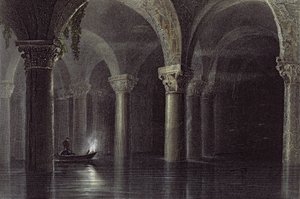 Yere Batan Serai (The Cisterns) Istanbul, gravert av J.T. Willmore, ca. 1850 (akvatint) av William Henry Bartlett