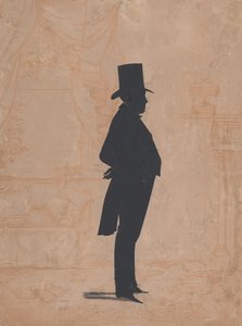 Silhuett av en ukjent mann i topplue og haler, 1828-83. av William Henry Brown