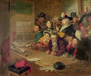 Venter på nyheter om arrestasjonen av Robespierre (1758–94) i 1794, 1866