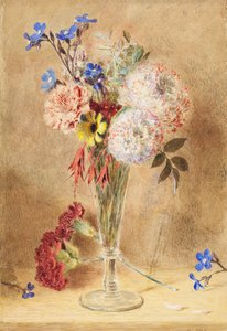 Blomster i en glassvase (wc på kort) av William Henry Hunt