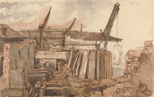 Bygningen av Waterloo Bridge av William Henry Hunt