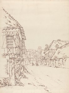 Utsikt over en gate i en fransk by av William Henry Hunt