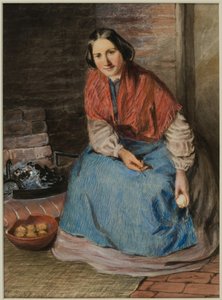 Kvinne som skreller epler (blekk og akvarell på papir) av William Henry Hunt