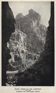 Canyons of Colorado: Black Canon of the Gunnison, Side View, Showing the Currecanti Needle (s/hv-bilde) av William Henry Jackson