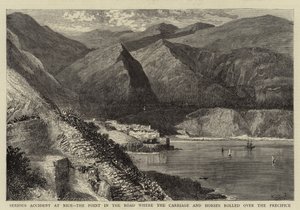 Alvorlig ulykke i Nice, punktet i veien der vognen og hestene rullet over stupet av William Henry James Boot
