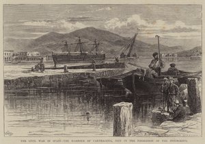 Borgerkrigen i Spania, havnen i Carthagena, nå i besittelse av opprørerne av William Henry James Boot