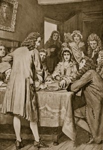 Paterson forklarer Darien Scheme i Edinburgh, 1694, illustrasjon fra 