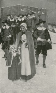 Sabbatsdagen med pilgrimsfedrene ved deres første bosetting i New Plymouth av William Henry Margetson