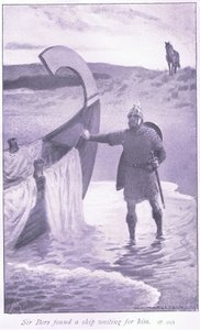 Sir Bors fant et skip som ventet på ham av William Henry Margetson