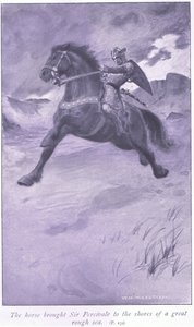 Hesten brakte Sir Percivale til bredden av en stor, grov sjø av William Henry Margetson