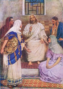 De to søstrene, fra The Bible Picture Book utgitt av Thomas Nelson, ca. 1950 av William Henry Margetson