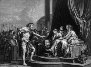 Herodes ble irettesatt av ham..., stengte Johannes i fengsel, midten av 1800-tallet. av William Henry Mote