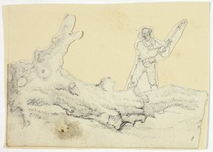 Woodsman Axing Fallen Tree av William Henry Pyne