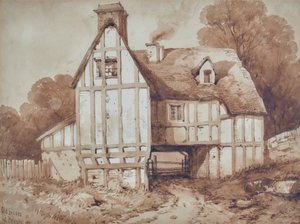 Gamle hus i Penshurst, Kent av William Henry Stothard