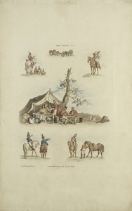 Camp Scenes, 1803 (farget etsning) av William Henry after Pyne