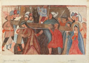Korsstasjon nr. 5: Jesus får hjelp til å bære sitt kors, ca. 1936.