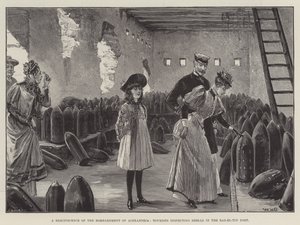 En reminissens fra bombardementet av Alexandria, turister som inspiserer skjell i Ras-el-Tin-fortet