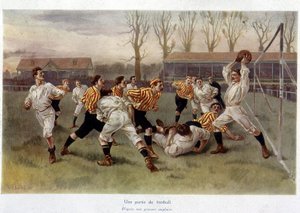 En fotballkamp - fra en engelsk gravering