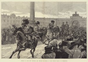 Ankomst av den nye keiseren og keiserinnen av Russland til vinterpalasset, St. Petersburg