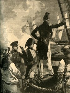 Kaptein William Walpole avskjærer skipene fra hertugen av Saldanhas, Liberal Wars, 1829 c1890. av William Heysham Overend
