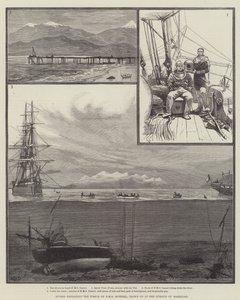 Dykkere som utforsker vraket av HMS Doterel, sprengt i Magellanstredet av William Heysham Overend