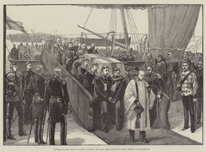 Begravelse av hertugen av Albany, lander liket fra Royal Yacht Osborne i Portsmouth