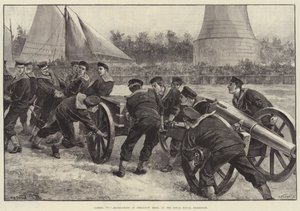 Lim deg opp! Bluejackets på Field-Gun Drill på Royal Naval Exhibition
