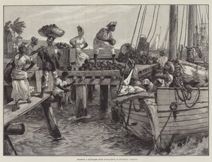 Laster en skonner med kakao-nøtter i Kingston, Jamaica