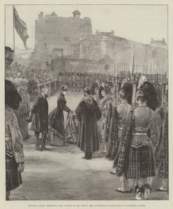 Prinsesse Louise presenterer nye farger til Argyll og Sutherland Highlanders på Edinburgh Castle