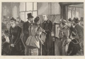 Scene ved Admiralitetet etter nyheten om tapet av HMS Victoria