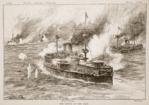 Slaget ved Yalu River, 1894, illustrasjon fra 'Battles of the Nineteenth Century' av Archibald Forbes, GA Henty og major Arthur Griffiths