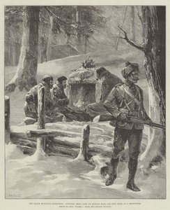 The Black Mountain Expedition, Officers Mess, leir ved Akhund Baba, 9100 fot høy, i en snøstorm