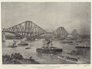 Channel Squadron ved Anker utenfor Forth Bridge, 2. september av William Heysham Overend