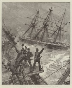 Den katastrofale orkanen i Samoa, mannskapet på det amerikanske skipet Trenton heier på HMS Calliope