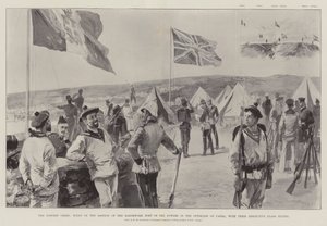 The Eastern Crisis, scene på bastionen til maktenes jordarbeidsfort i utkanten av Canea, med deres respektive flagg vaiende