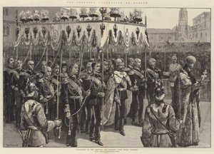 Den keiserlige kroningen i Moskva, prosesjon av keiseren og keiserinnen etter å ha blitt kronet