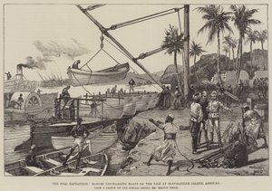 Nile-ekspedisjonen, lektere som losser båter på Nilen ved Elephantine Island, Assouan