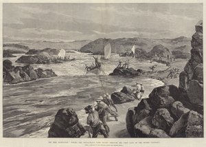 Nilekspedisjonen, tauing av hvalbåtene med tropper gjennom den første porten til den andre katarakten