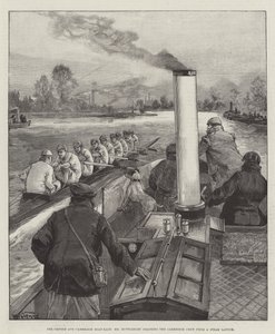 Oxford og Cambridge Boat-Race, Mr Muttlebury trener Cambridge Crew fra en Steam Launch